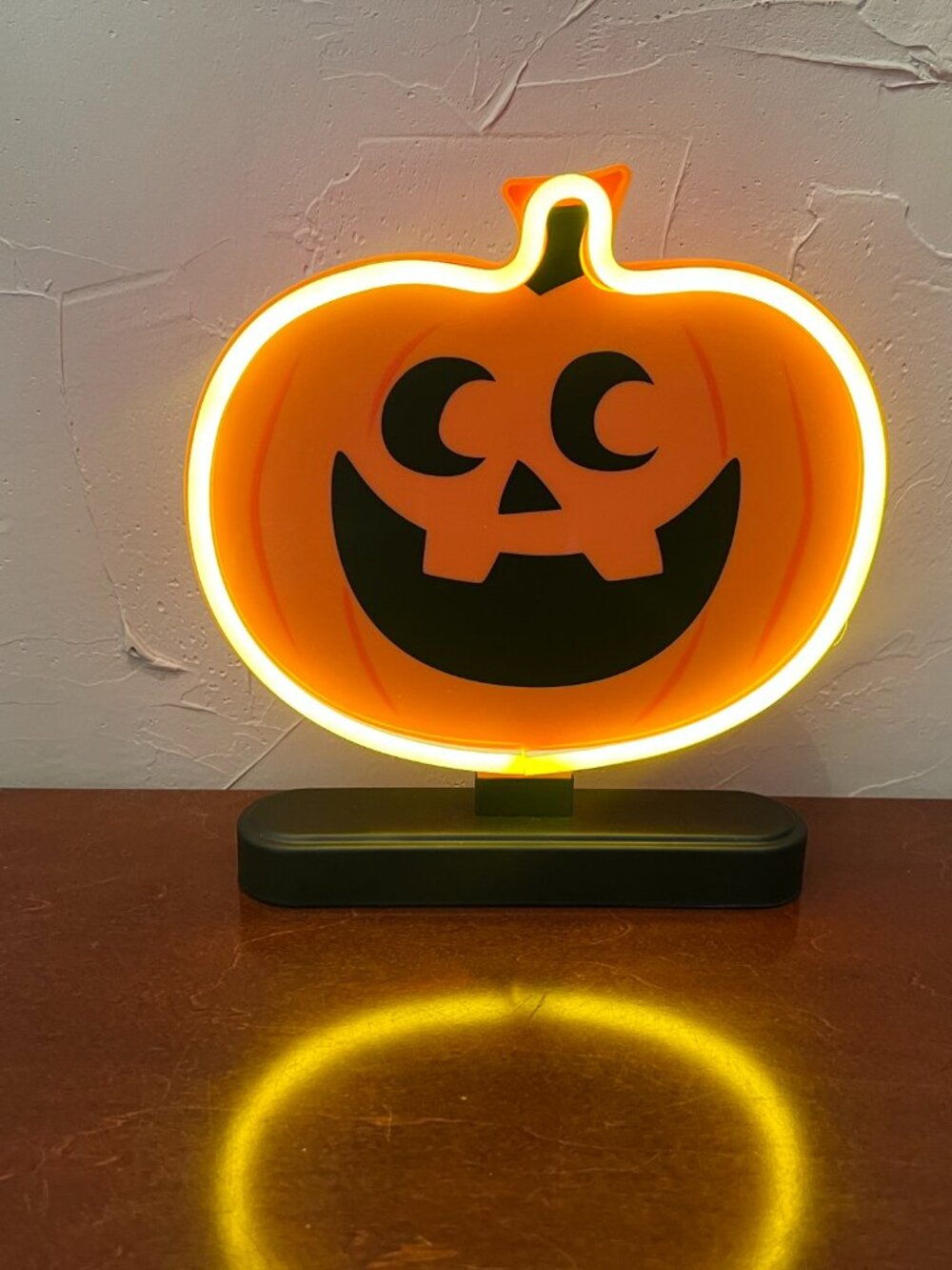 Halloween LED Neon Jack-O'-Lantern Pumpkin Table Lamp Light Orange Black Decor